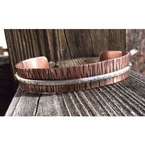 Men’s Copper and Sterling Silver Bracelet, Cuff, NEW, Handmade